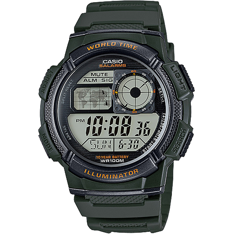 Casio World Time Digital Quartz 45mm Watch