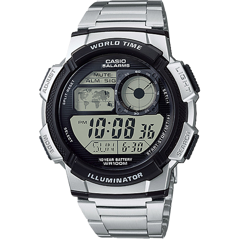 Casio World Time Digital Quartz 45mm Watch