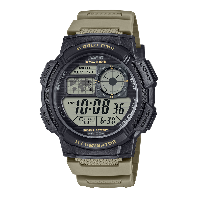 Casio World Time Digital Quartz 45mm Watch