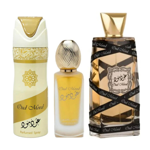 Lattafa Oud Mood + Hair Mist + Body Unisex Eau De Parfum Gift Set