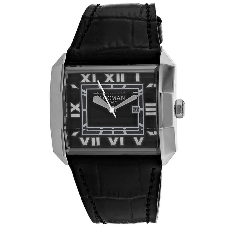 Locman Women's Classic 232BK/BKLE Strap Black Dial Quartz Movement Buckle Clasp 40mm Square Watch