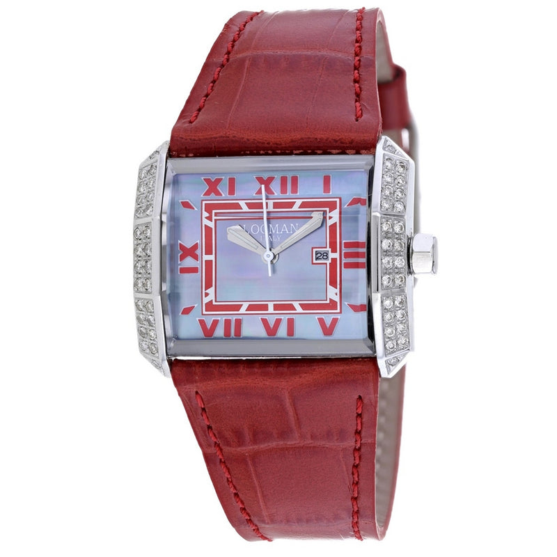 Locman Women's Diamond Classic 232GRAYDC/RDLE Strap Mother of Pearl Dial Quartz Movement Buckle Clasp 37mm Rectangle Watch