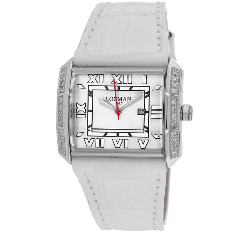 Locman Women's Diamond Classic 232MOPWHD/WH LE Strap White Dial Quartz Movement Buckle Clasp 37mm Rectangle Watch