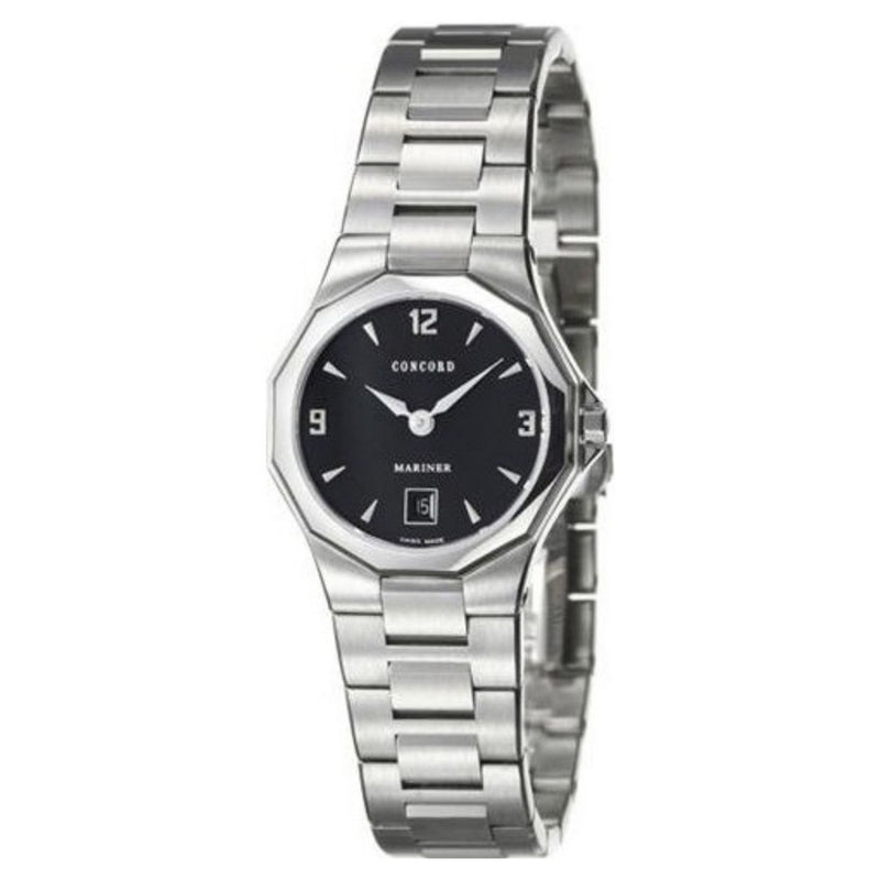 Concord Women's Mariner 311278 Bracelet Black Dial Quartz Movement Fold over Clasp 26mm Round Watch