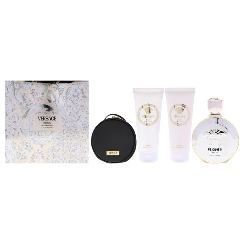 Versace Eros Pour Femme 2025(h B)4pc ( B L S G Make Up Case) Women's Eau De Parfum Gift Set