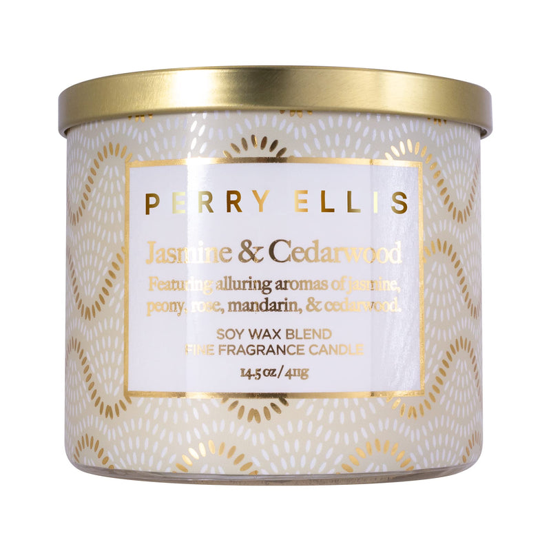 Perry Ellis Soy Wax Blend 3 Wick Candle Jasmine & Cedarwood