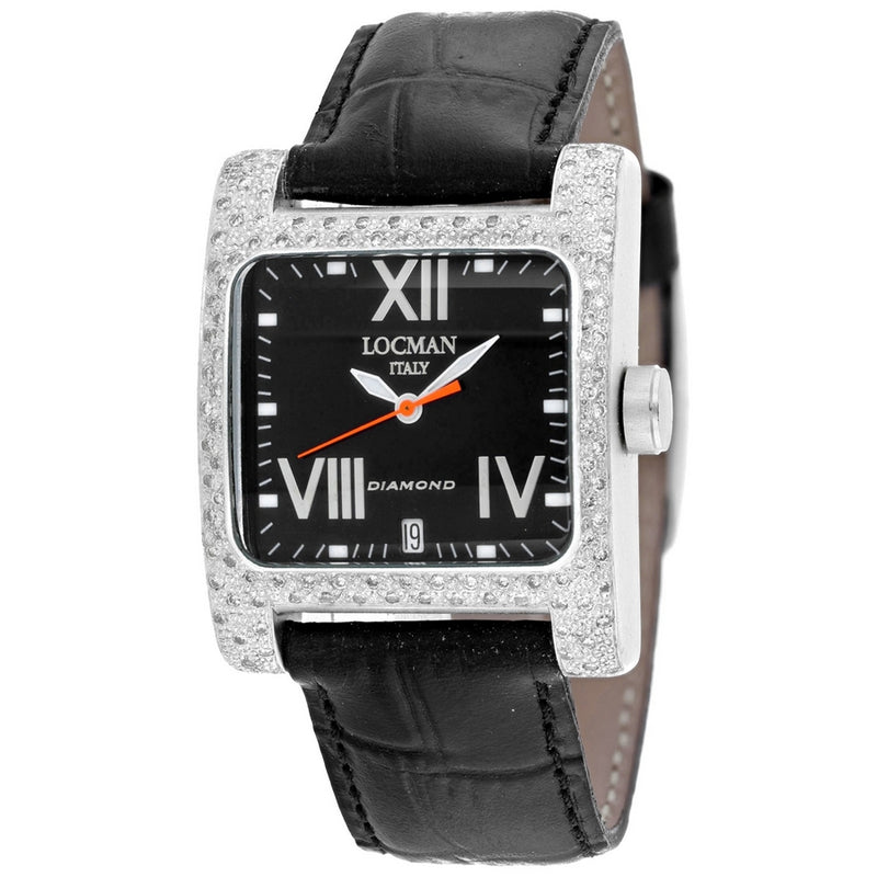 Locman Women's Diamond Classic 431BK2D/BK LE Strap Black Dial Quartz Movement Buckle Clasp 33mm Square Watch