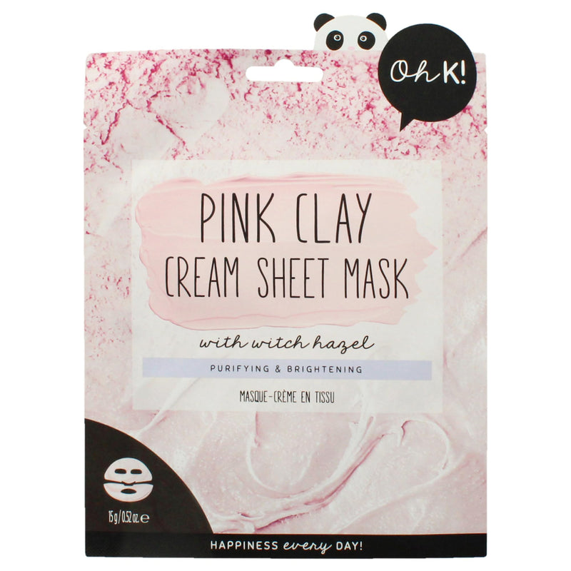 Oh K! Cream Sheet Mask Pink Clay Unisex Gift Set
