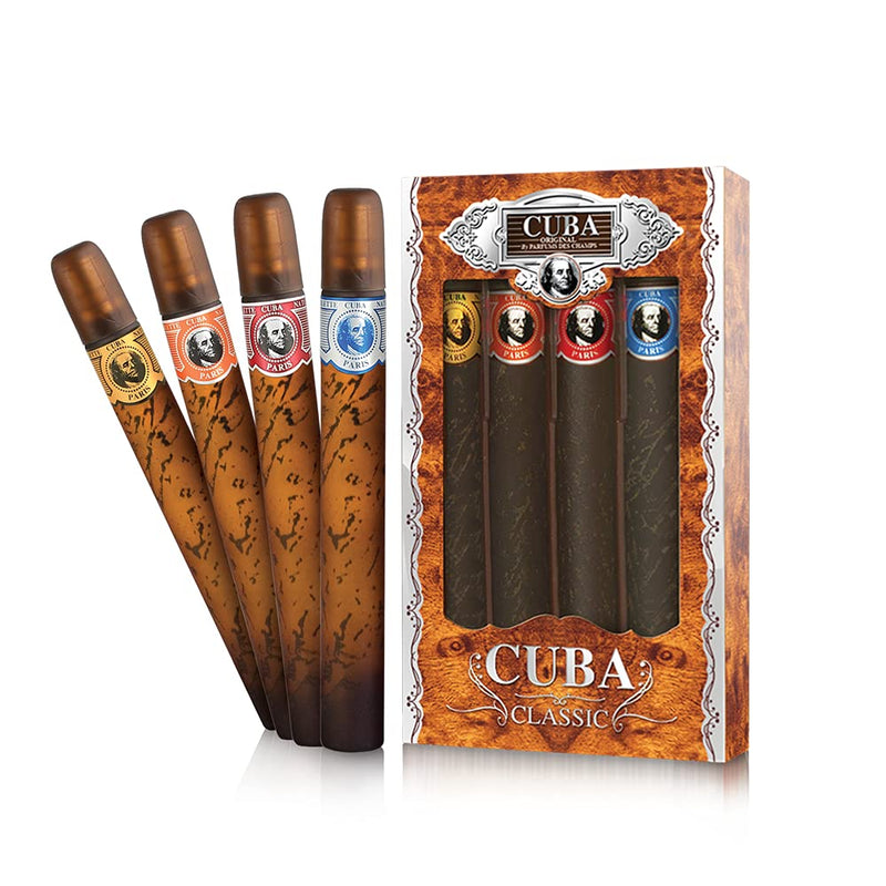 Cuba Cigars 4: Gold Blue Red Orange Men's Eau De Toilette Gift Set