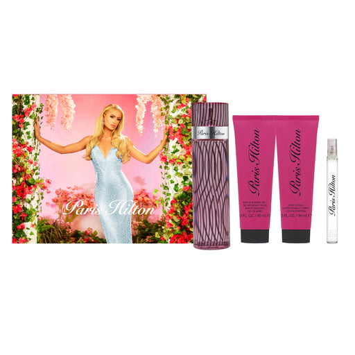 Paris Hilton 4 Pc Gift Set EDP Spray, EDP Spray (Mini), Body Lotion, Bath and Shower Gel Women's Eau De Parfum Gift Set