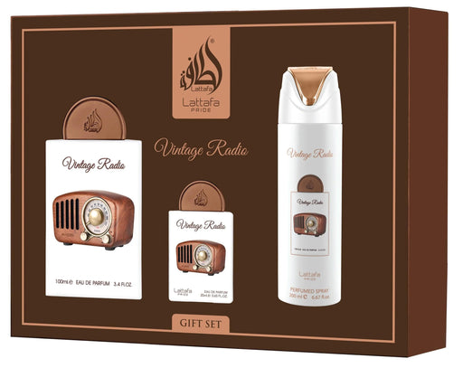 Lattafa Pride Vintage Radio Unisex Eau De Parfum Gift Set