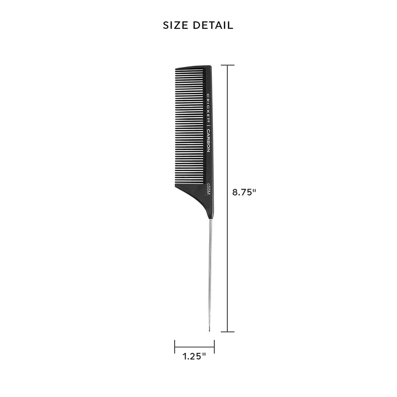 Cricket Carbon Comb Seamless Medium Tooth Pattern Metal Rattail C55 Unisex Gift Set