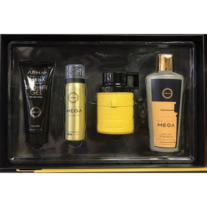 Armaf Odyssey Mega 4 Pc Set  ( M ) Edp Sp 3.6, Sp 1.7, Sg 3.4, Sh 8.4 Oz