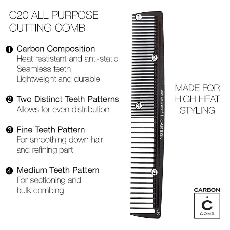 Cricket All Purpose Cutting Carbon Comb C20 Unisex Gift Set