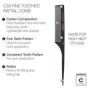 Cricket Carbon Comb Fine Toothed Rattail C50 Unisex Gift Set