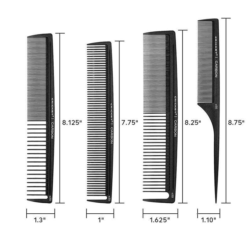 Cricket Carbon Comb Stylish 4-Pack Unisex Gift Set