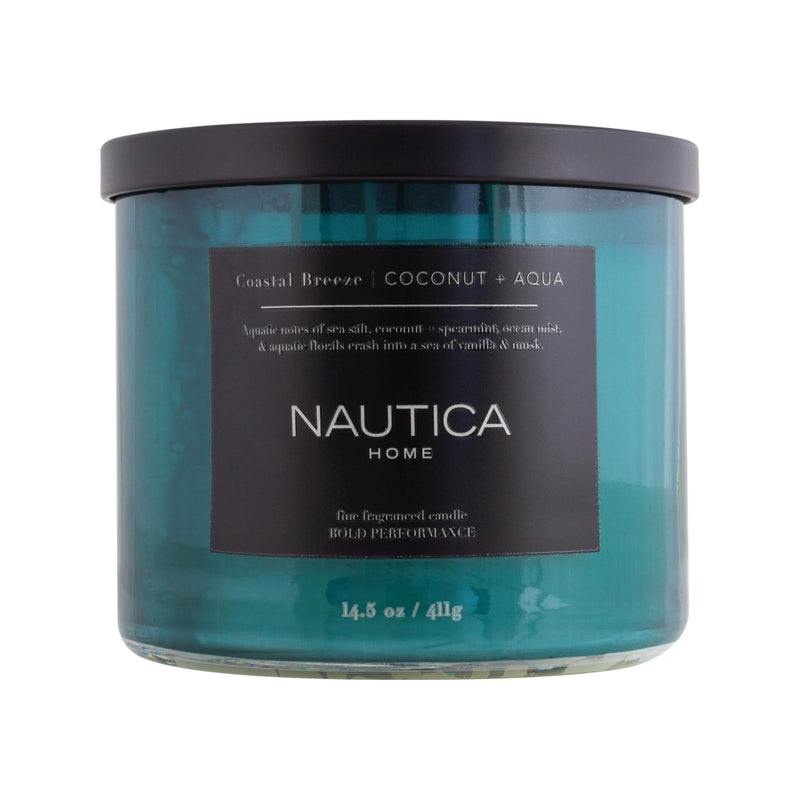 Nautica Soy Wax Blend 3 Wick Candle Coastal Breeze Coconut & Aqua