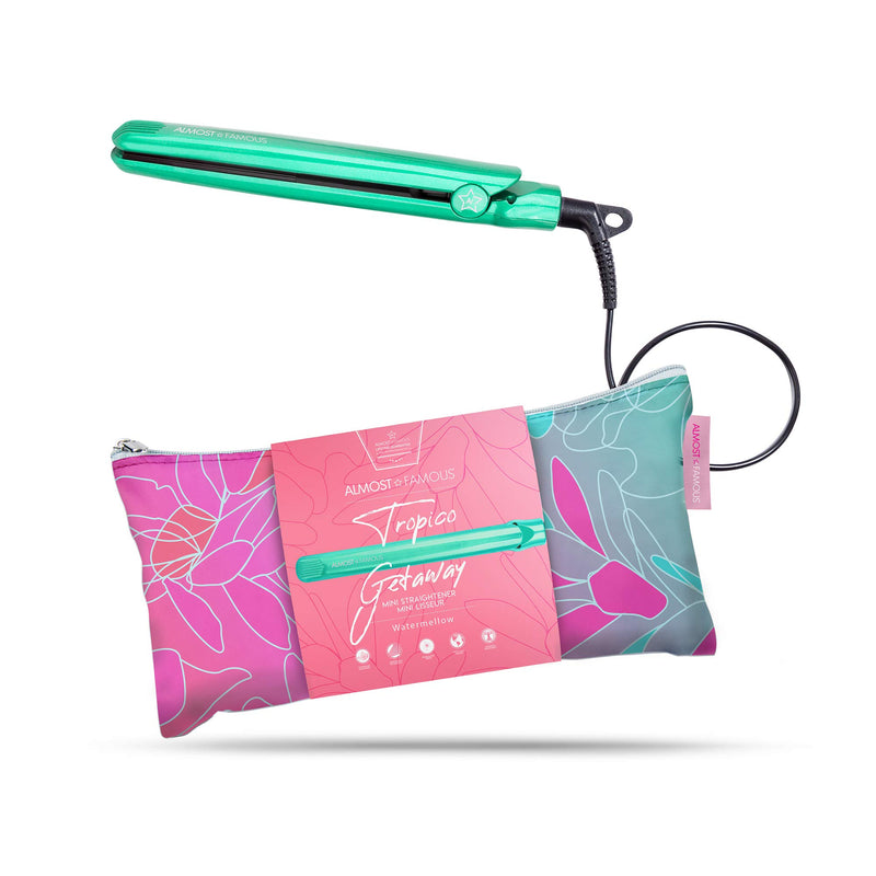 Almost Famous Tropico Getaway Tourmaline-Cermaic Flat Iron With Bag Watermellow