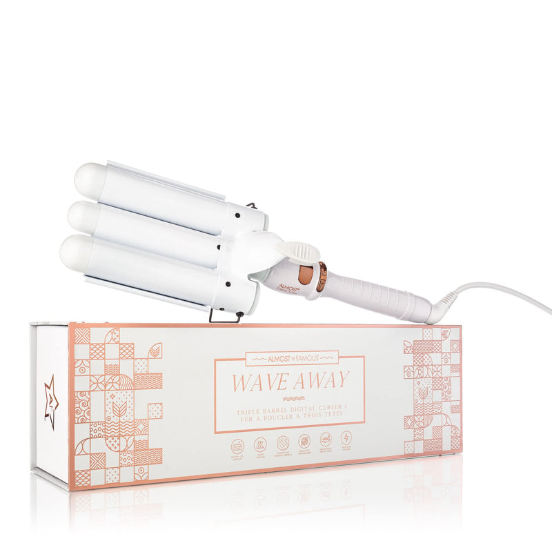 Almost Famous Triple Barrel Clip Curling System Pearlescent White