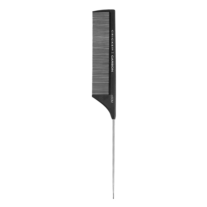 Cricket Carbon Comb Seamless Fine Tooth Pattern Metal Rattail C50m Unisex Gift Set