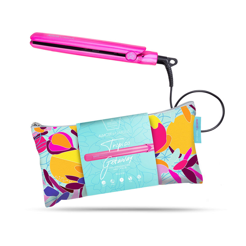 Almost Famous Tropico Getaway Tourmaline-Cermaic Flat Iron With Bag Waikiki
