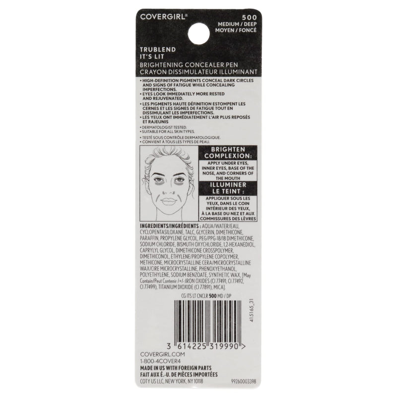 Covergirl Trublend Its Lit Brightening Concealer Pen 500 Medium-Deep