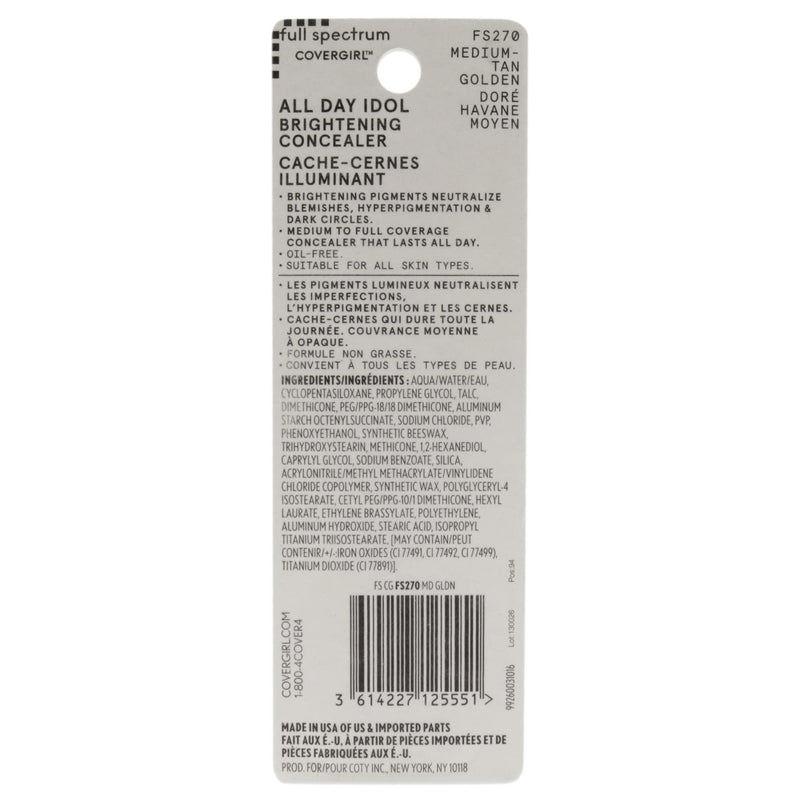 Covergirl Full Spectrum All Day Idol Fs270 Medium Tan Golden