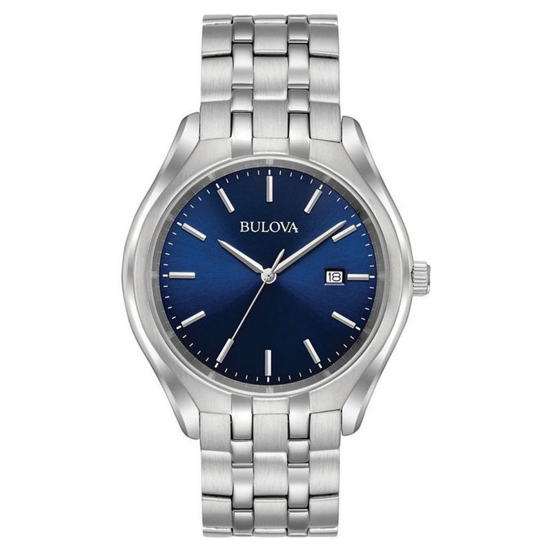 Bulova Men's Classic 96B268 Bracelet Blue Dial Quartz Movement Fold over Clasp 41mm Round Watch