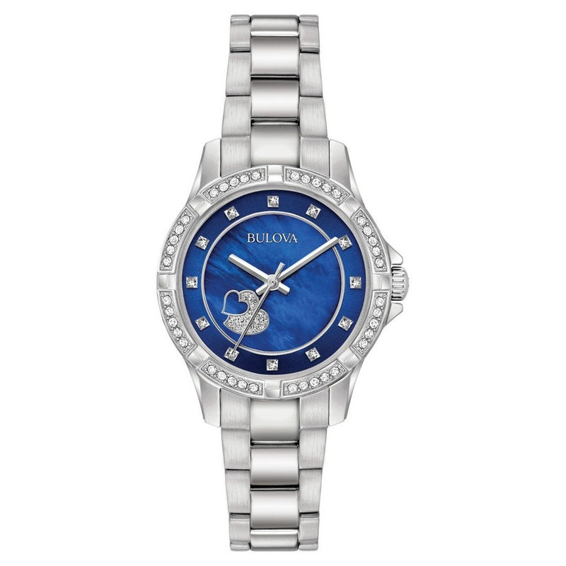 Bulova Women's Classic 96L238 Bracelet Blue Dial Quartz Movement Fold over Clasp 30mm Round Watch