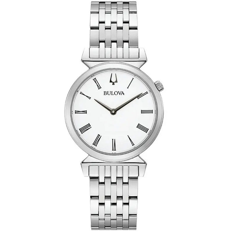 Bulova Women's Classic 96L275 Bracelet White Dial Quartz Movement Foldover Clasp 30mm Round Watch