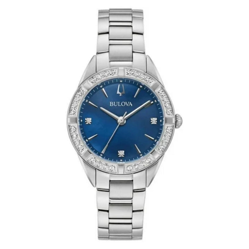 Bulova Women's Sutton 96R243 Bracelet Blue Dial Quartz Movement Fold over Clasp 32mm Round Watch
