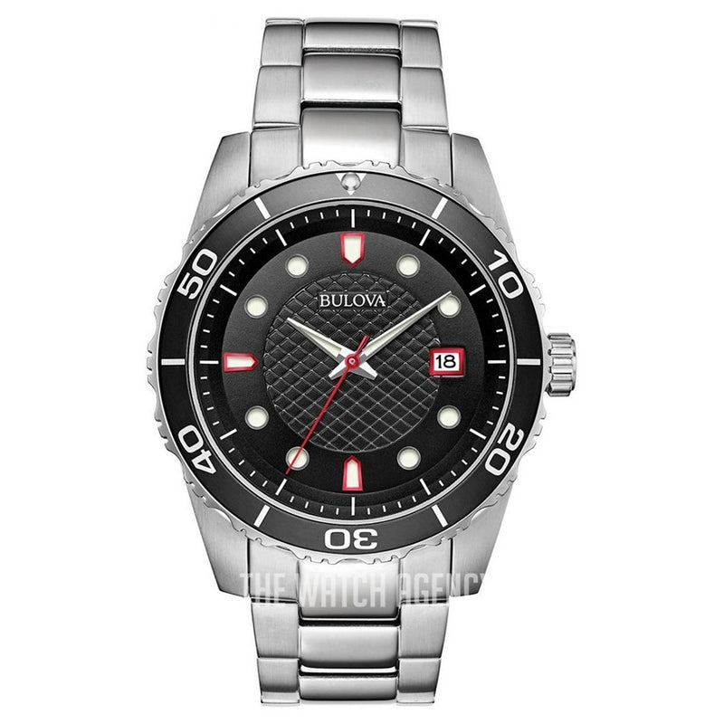 Bulova Men's Versatile 98A195 Bracelet Black Dial Quartz Movement Fold over Clasp 44mm Round Watch