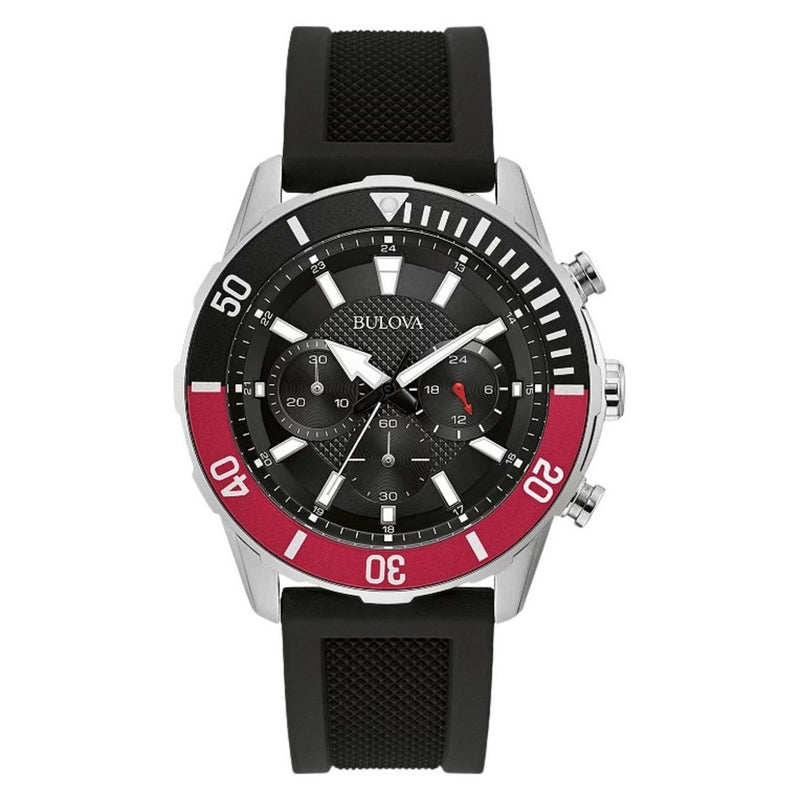 Bulova Men's Classic 98A258 Strap Black Dial Quartz Movement Buckle Clasp 44mm Round Watch