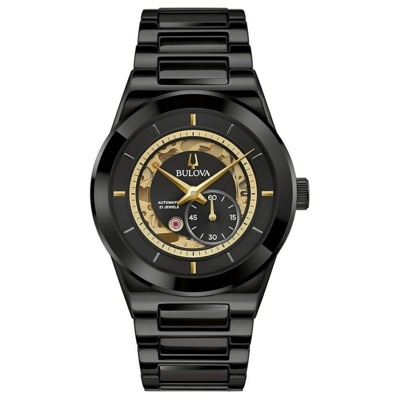 Bulova Men's Millennia 98A291 Bracelet Black Dial Automatic Movement Fold over Clasp 41mm Round Watch