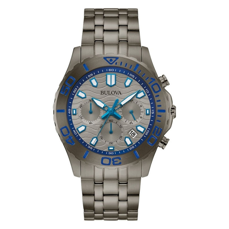 Bulova Men's Classic 98B434 Bracelet Grey Dial Quartz Movement Fold over Clasp 42mm Round Watch