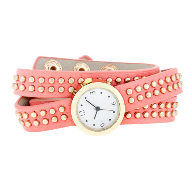 ShineHigh Pink Mini Studded Wrap Watch