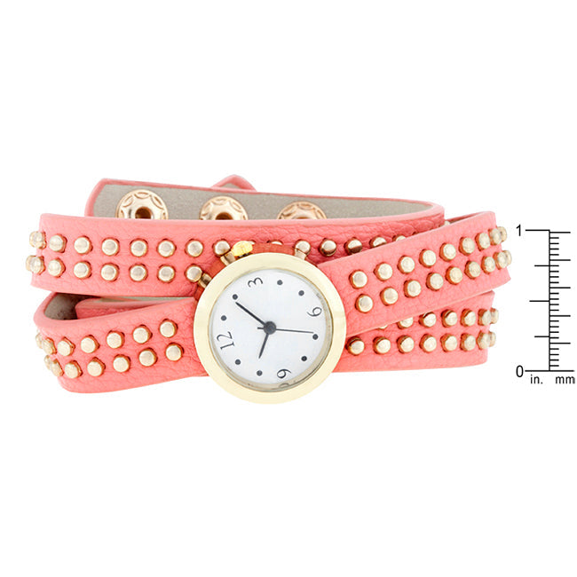 ShineHigh Pink Mini Studded Wrap Watch