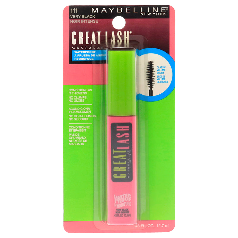 Maybelline Great Lash Waterproof Mascara 111 Very Black for Women
