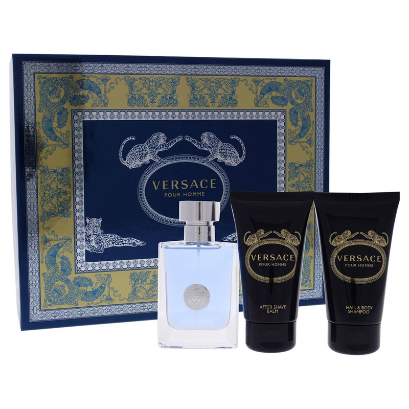 Versace Pour Homme by Versace for Men - 3 Pc Gift Set 1.7oz EDT Spray, 1.7oz Hair and Body Shampoo, 1.7oz After Shave Balm
