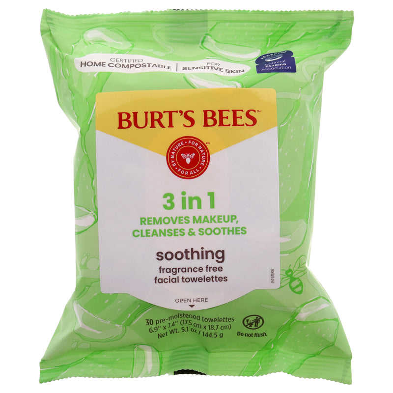 Burts Bees Soothing Facial Towelettes Sensitive Aloe Vera