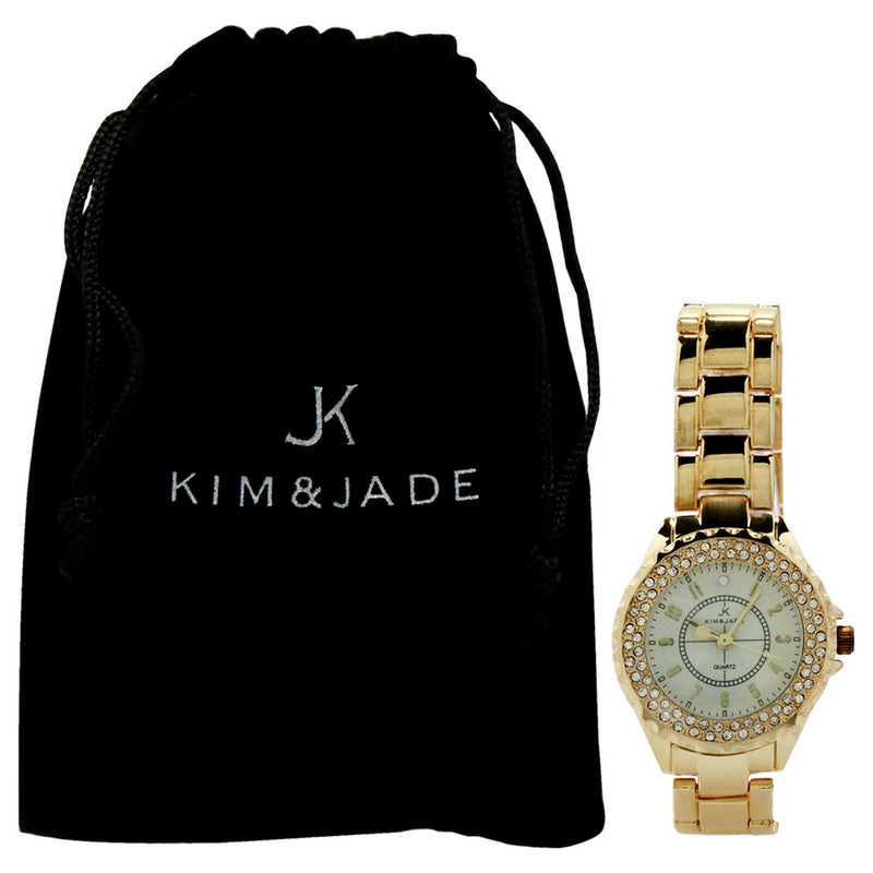 2033L-GW Gold Stainless Steel Bracelet Watch by Kim & Jade for Women - 1 Pc Watch