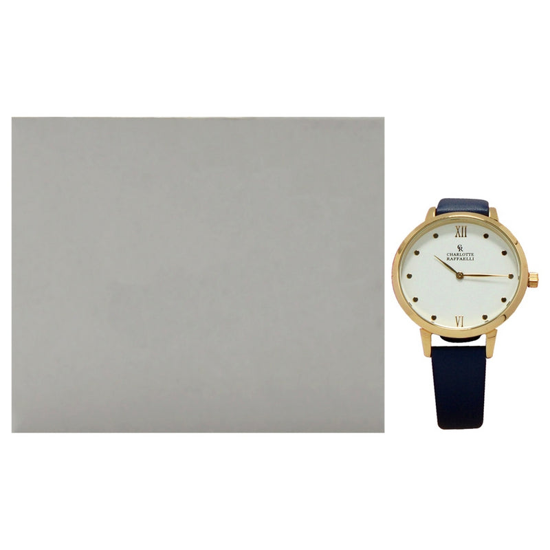 CRB008 La Basic - Gold-Blue Leather Strap Watch by Charlotte Raffaelli for Women - 1 Pc Watch