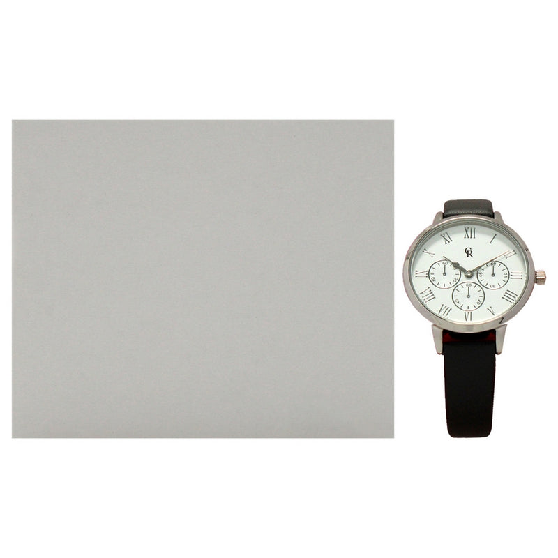 CRB010 La Basic - Silver-Grey Leather Strap Watch by Charlotte Raffaelli for Women - 1 Pc Watch