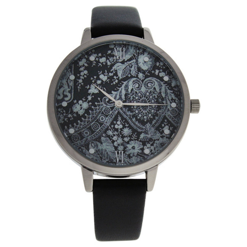CRR001 La Romance - Silver/Black Leather Strap Watch by Charlotte Raffaelli for Women - 1 Pc Watch