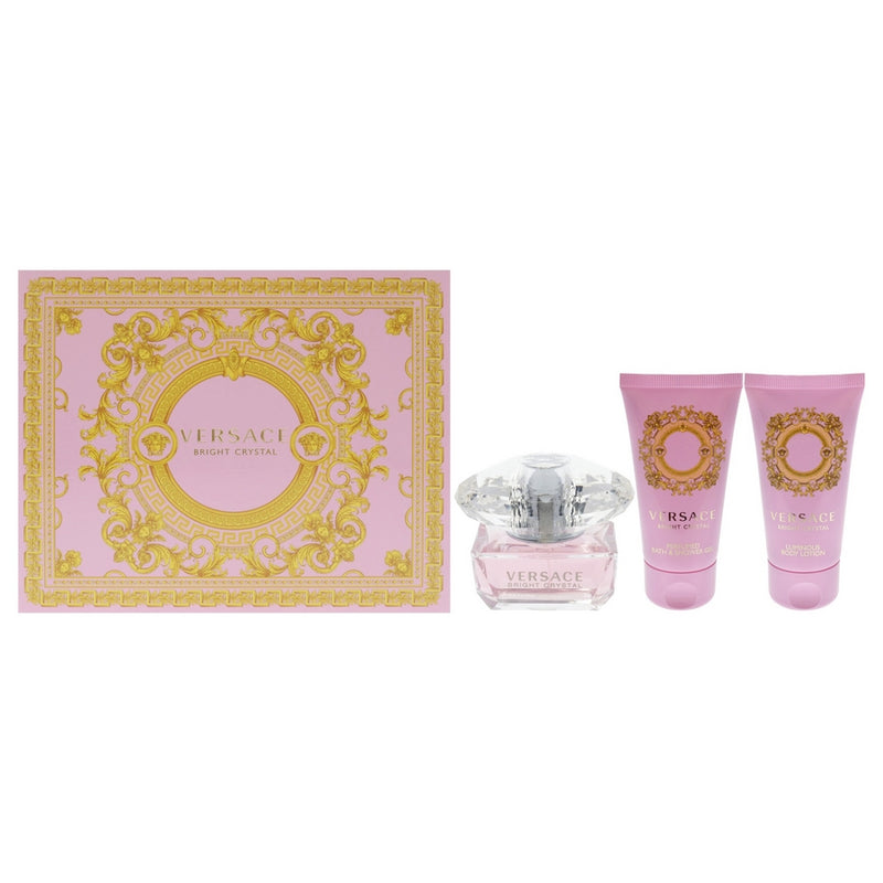 Versace Bright Crystal 3 Pcs Set For Women: 1.7 Eau De Toilette Spray + 1.7 Bath & Shower Gel + 1.7 Body Lotion