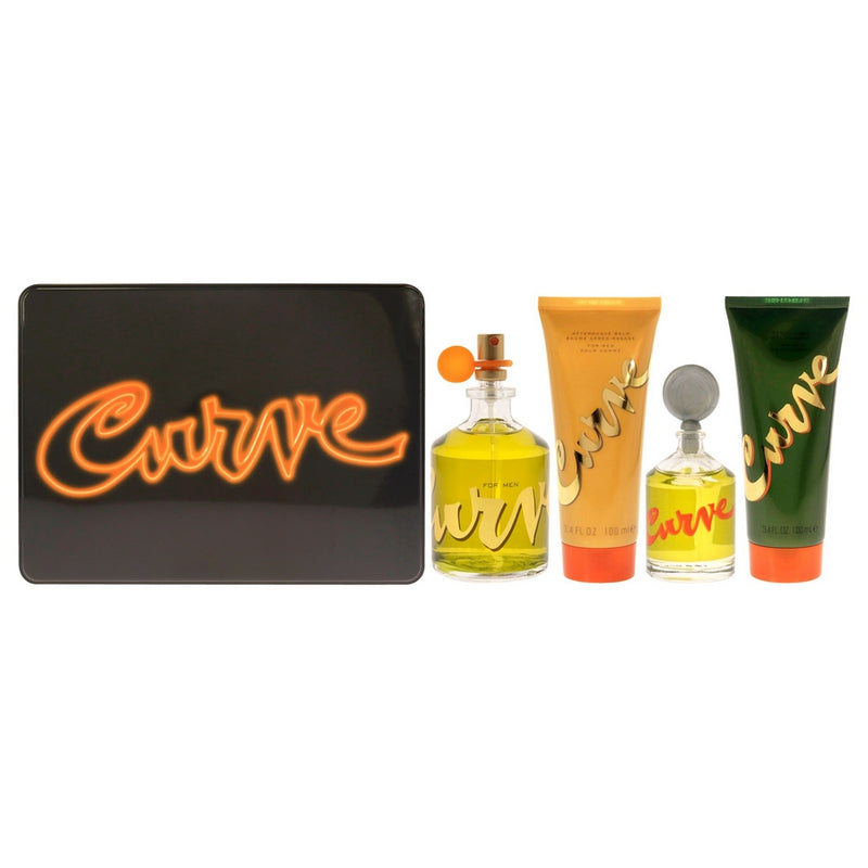 Curve by Liz Claiborne for Men - 4 Pc Gift Set 4.2oz EDC Spray, 0.25oz EDC Splash, 3.4oz After Shave Balm, 3.4oz Shower Gel