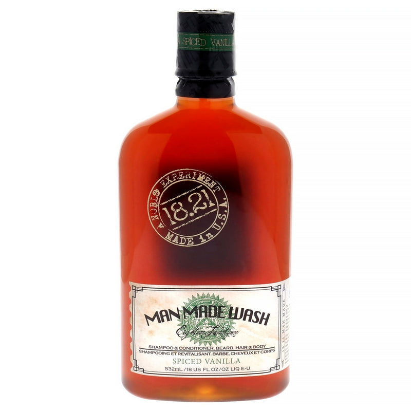 3-In-1 Man Made Wash - Spiced Vanilla by 18.21 Man Made for Men - 18 oz Shampoo, Conditioner and Body Wash