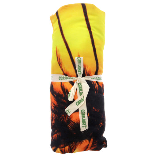 Cariloha Round Bamboo Beach Towel Palm Sunset Unisex Gift Set