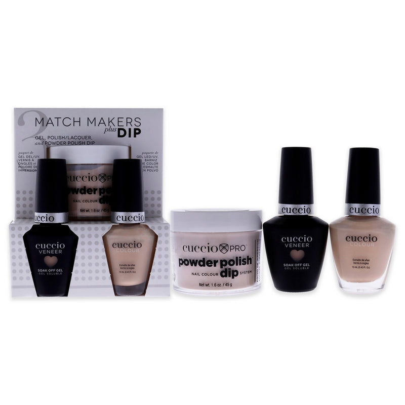 Match Makers Plus Dip - Skin to Skin by Cuccio Colour for Women - 3 Pc 1.6oz Pro Powder Polish Dip System, 0.44oz Veneer Soak Off Gel, 0.43oz Colour Nail Polish