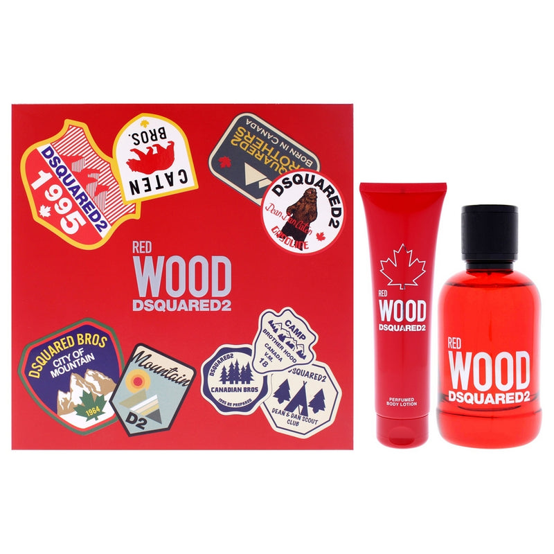 Red Wood by Dsquared2 for Women - 2 Pc Gift Set 3.4oz EDT Spray, 5.0oz Perfumed Body Lotion